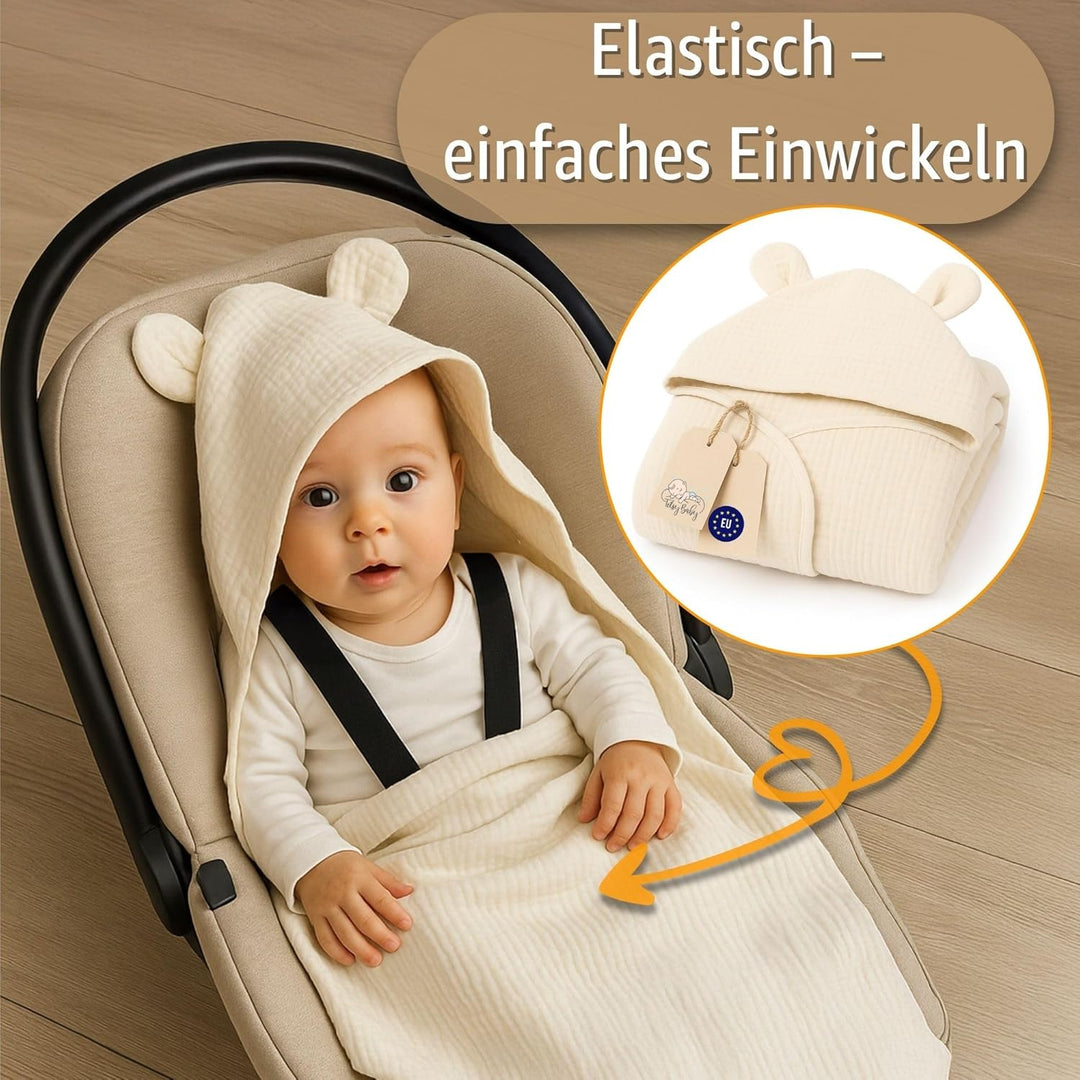 Einschlagdecke Babyschale Baby Decke Musselin 85x85 cm - Winterschlafsack Blanket Fusssack Kinderwag