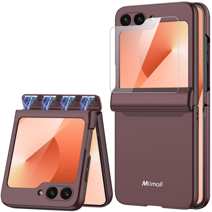 Miimall Kompatibel mit Samsung Galaxy Z Flip 6/Flip7 FE Hülle mit Scharnierschutz Magnetischer [Exte