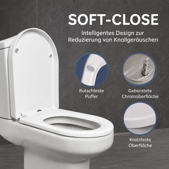 CUQOO Toilettendeckel mit Absenkautomatik | WC Sitz Klobrille Kinder Top D-Form, D-Form