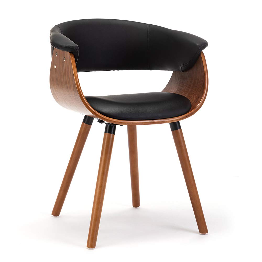 Mingone Esszimmerstühle Holz Küchenstühle mit Armlehnen Retro Design Massivholz Stuhl Kunstleder Sit