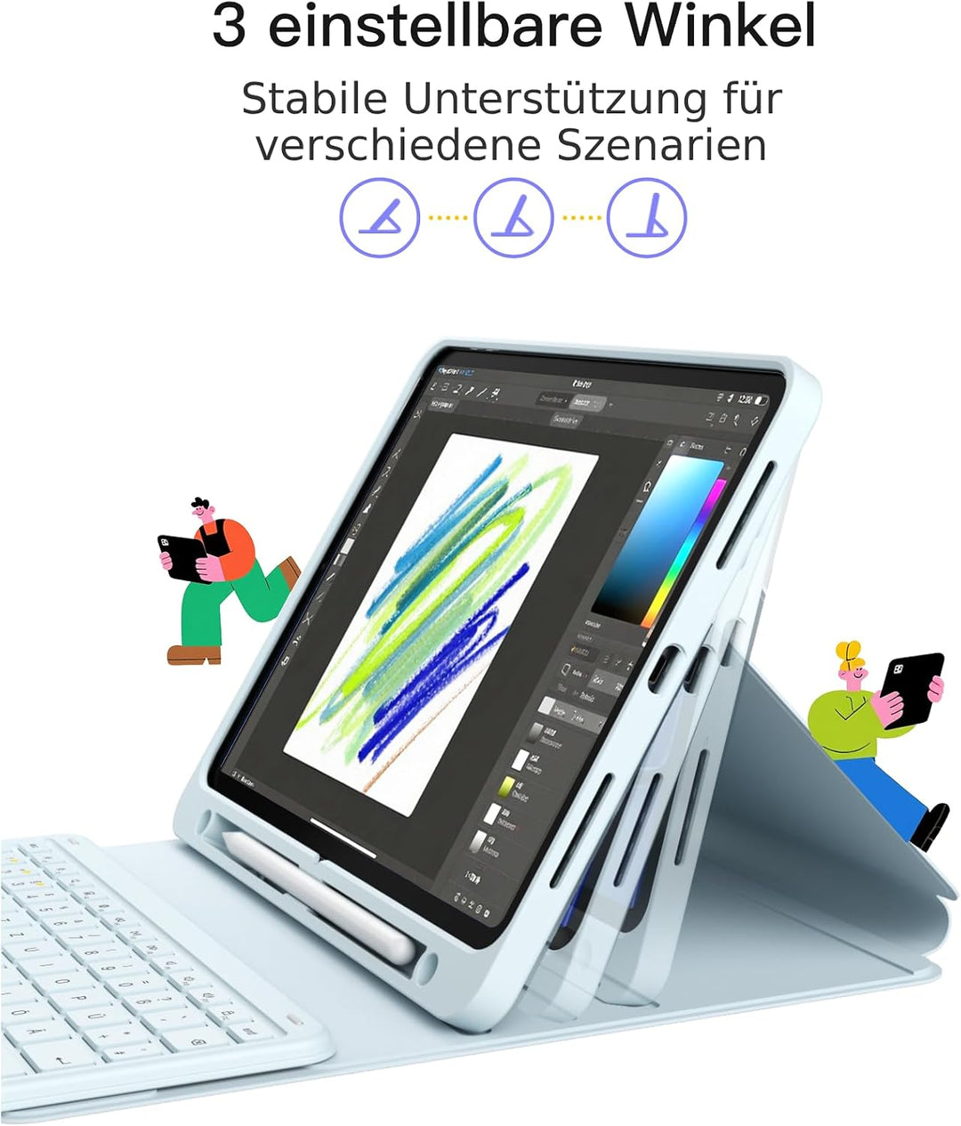 Inateck Hülle mit Tastatur iPad A16/10. Gen, 3 Bluetooth-Kanäle | Kompatibel mit iPad Air 11" M4/M3/