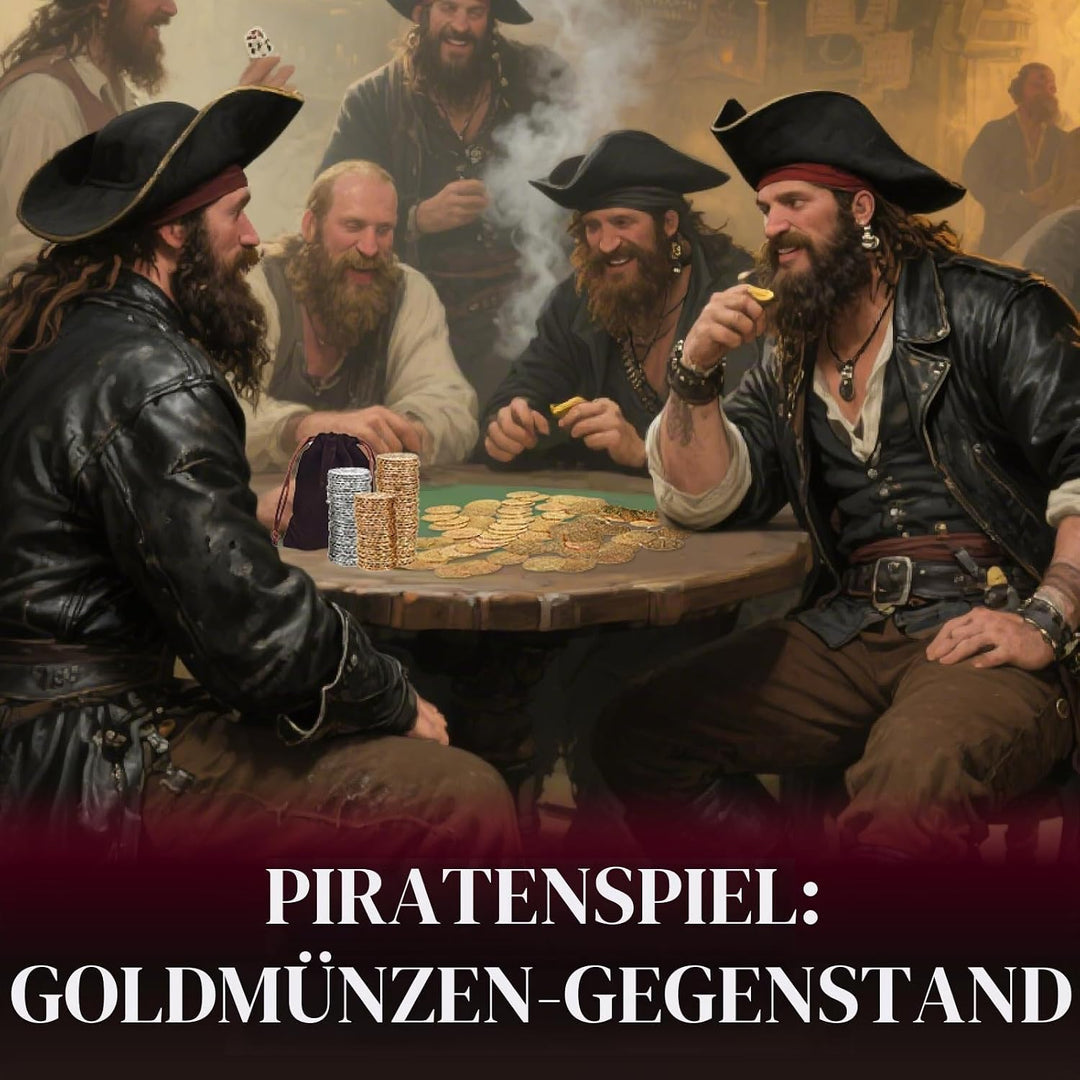 ZUCOS Piraten Münzen Zubehör,Goldmünzen-Set, Metall Goldtaler Deko Dublonen für DND Brettspiele, Cos