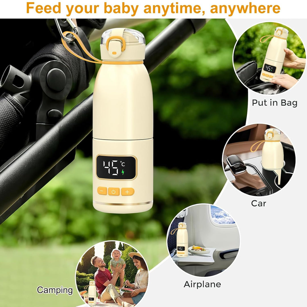 Babyflaschenwärmer Schnellheizender, Auslaufsicher Babyflaschenwärmer mit Batteriestandsanzeige, 37~