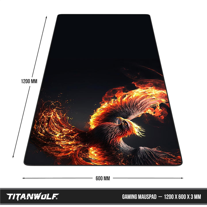 Titanwolf XXXL Übergrösse Mauspad 1200x600mm, Gaming Mousepad Gross,120x60 cm Tischunterlage Large S