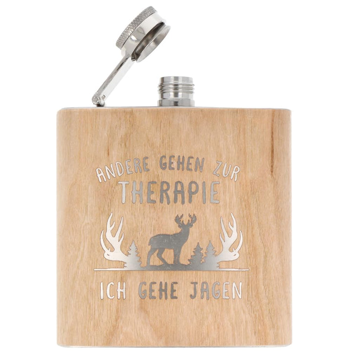 Spruchreif | Flachmann aus Edelstahl mit Gravur | Flachmann aus Holz | Geschenk für Jäger Jägerin |