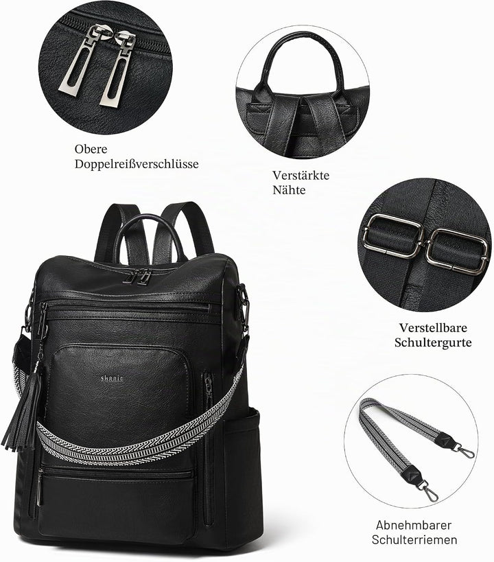Shrrie rucksack damen elegant geeignet für 15,6Zoll-Notebooks Langlebig wasserdicht Damen aus Leder