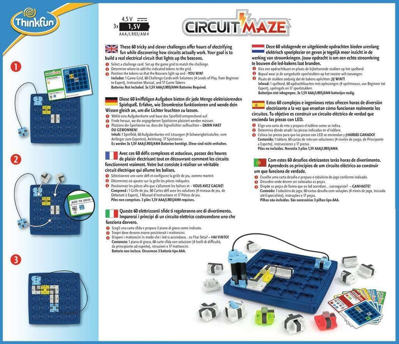 ThinkFun - 76341 Circuit Maze - das spannungsgeladene Logikspiel von ThinkFun für Jungen und Mädchen