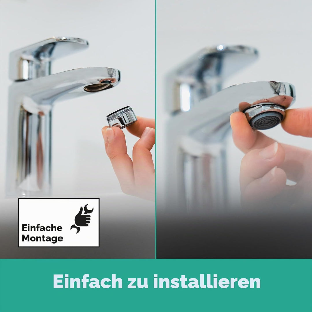 hansgrohe Soft Jet Luftsprudler Comfort M24, Universal-Wassersprudler wassersparend, 2er Set, Silber