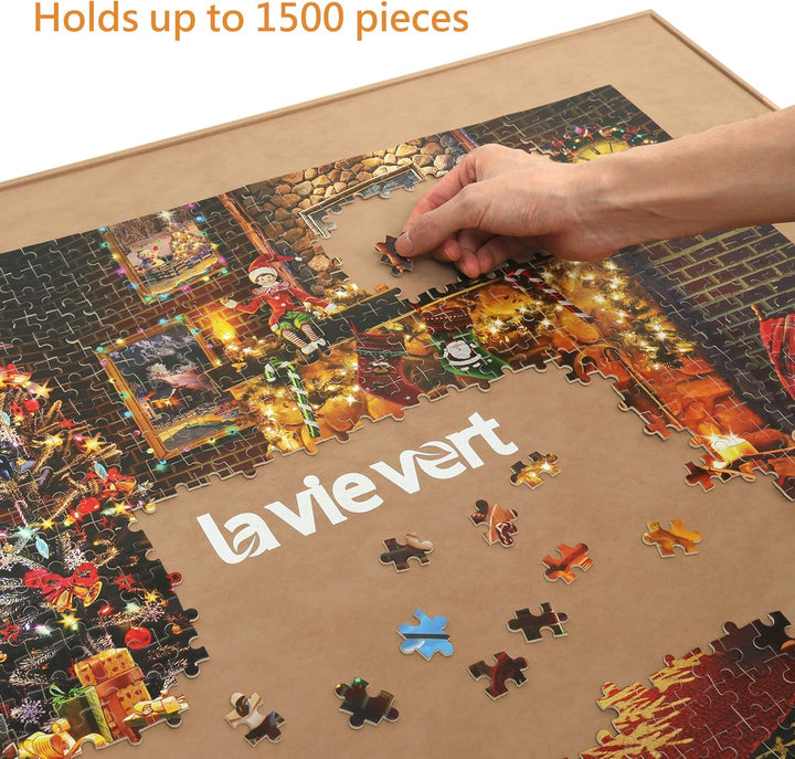 LAVIEVERT Holzpuzzle-Brett, Puzzle-Aufbewahrung, Puzzle-Sparer mit Rutschfester Oberfläche für bis z