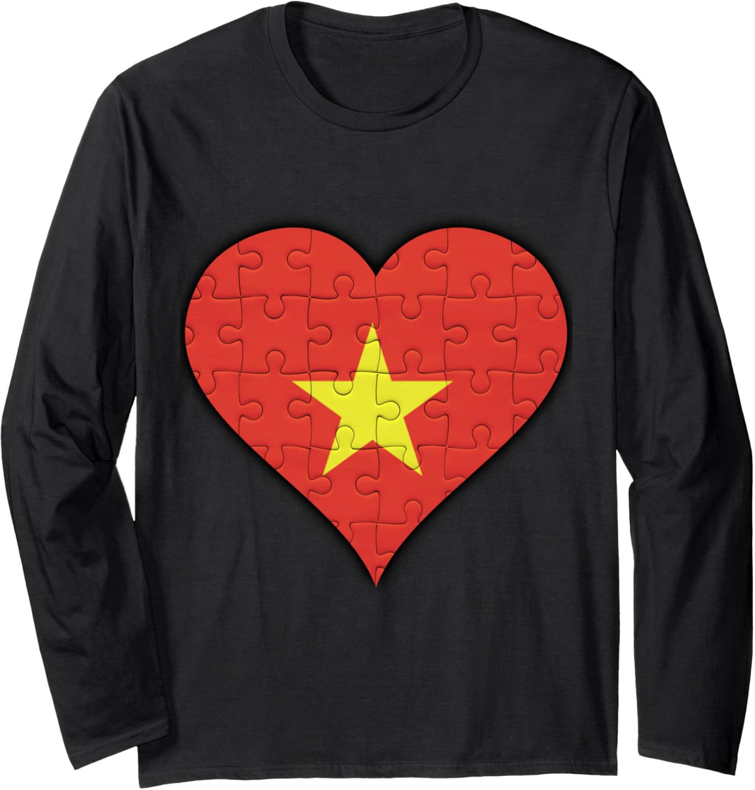 Vietnam Vietnamesische Flagge Herz Langarmshirt