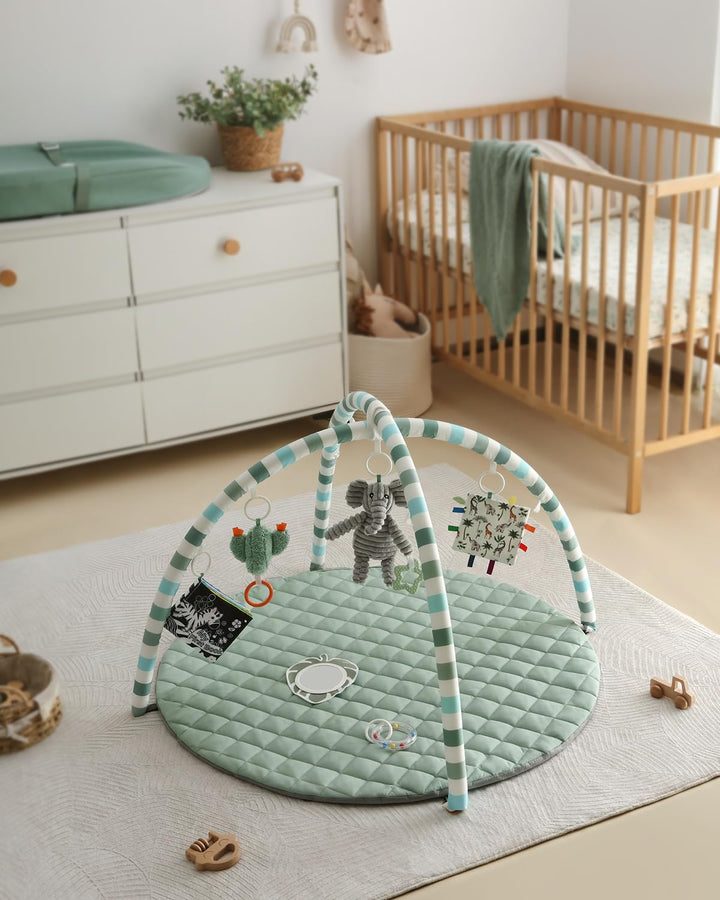 Blissful Diary Spielbogen Baby, Spieldecke Baby Gym Activity Decke mit 6 Abnehmbare Spielzeuge, krab
