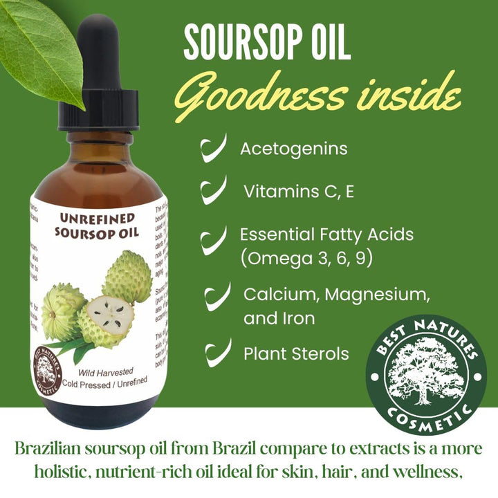 Best Natures Cosmetic Virgin Soursop Graviola Guanabana Öl (Unverdünnt, Kaltgepresst, Unraffiniert)