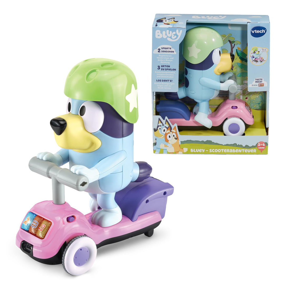 Vtech Bluey - Scooterabenteuer – Interaktives Spielzeug mit der Originalstimme von Bluey – Bewegt Si