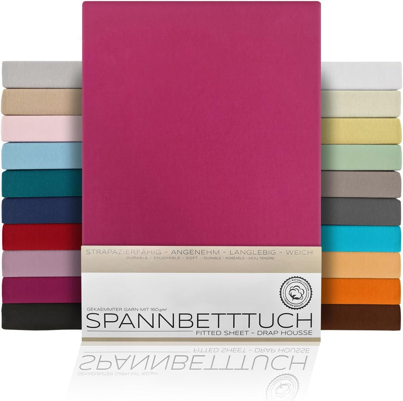 BEAUTEX Spannbetttuch Bettlaken aus Baumwolle, Premium Jersey Stoff 160g/m², Grösse und Farbe wählba