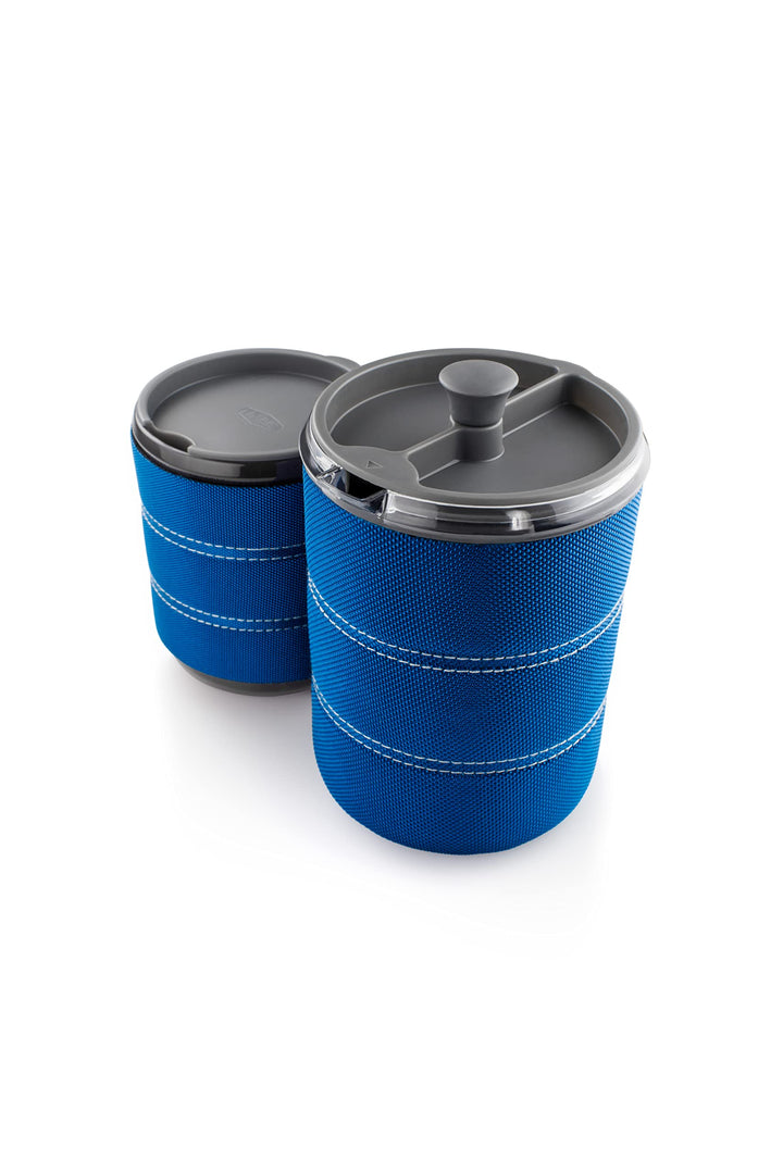 GSI Outdoors Kaffeepresse und Iso Becher Set für 1 Person, blau, 79412 Blau 591,5 ml, Blau 591,5 ml