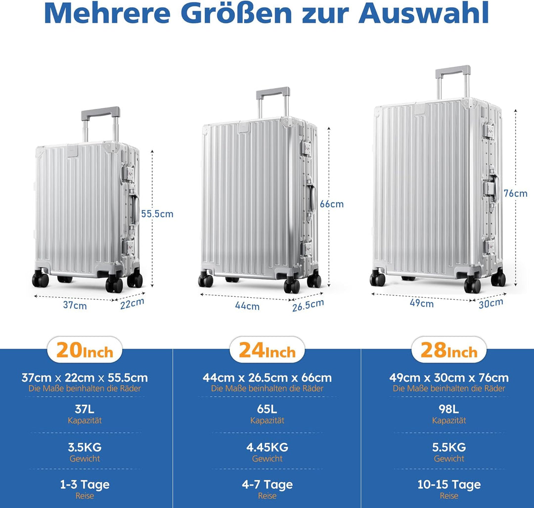 ALPHA CAMP Kofferset 2 Teilig Grösse M L Reisekoffer Leicht Hartschalenkoffer Polycarbonat Luggage S