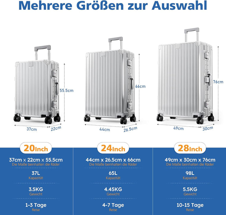 ALPHA CAMP Kofferset 2 Teilig Grösse M L Reisekoffer Leicht Hartschalenkoffer Polycarbonat Luggage S