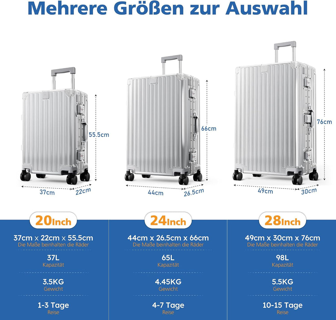ALPHA CAMP Kofferset 2 Teilig Grösse M XL Reisekoffer Leicht Hartschalenkoffer Polycarbonat Luggage