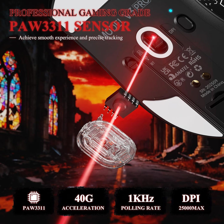 MAMBASNAKE x Attack Shark V3PRO Kabellose Gaming-Maus mit Magnetischer Ladestation,PAW3311-Sensor, B