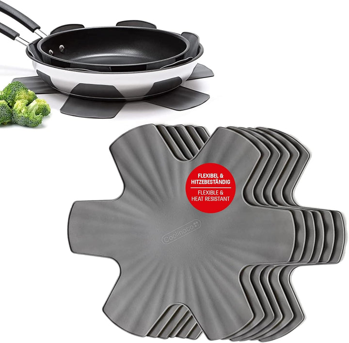 Coolinato - Pfannenschoner aus Silikon 6er Set 35 cm Grau - Universeller Topfuntersetzer, Pfannensch