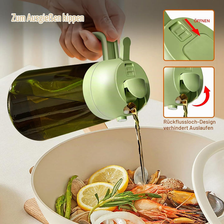 YARRAMATE 2 Stück 470ml Lichtblockierender dunkler Ölsprüher zum Kochen, 2-in-1 UV Schutz ölzerstäub