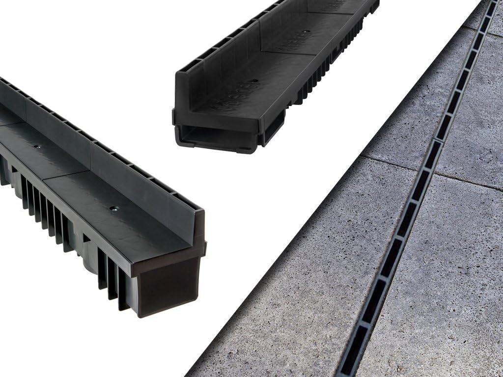 S-lon Schlitzrinne Set | 10 m | Typ 70 (Höhe 158 mm) | schwarz (Entwässerungsrinnen) 10.0 Meter Typ