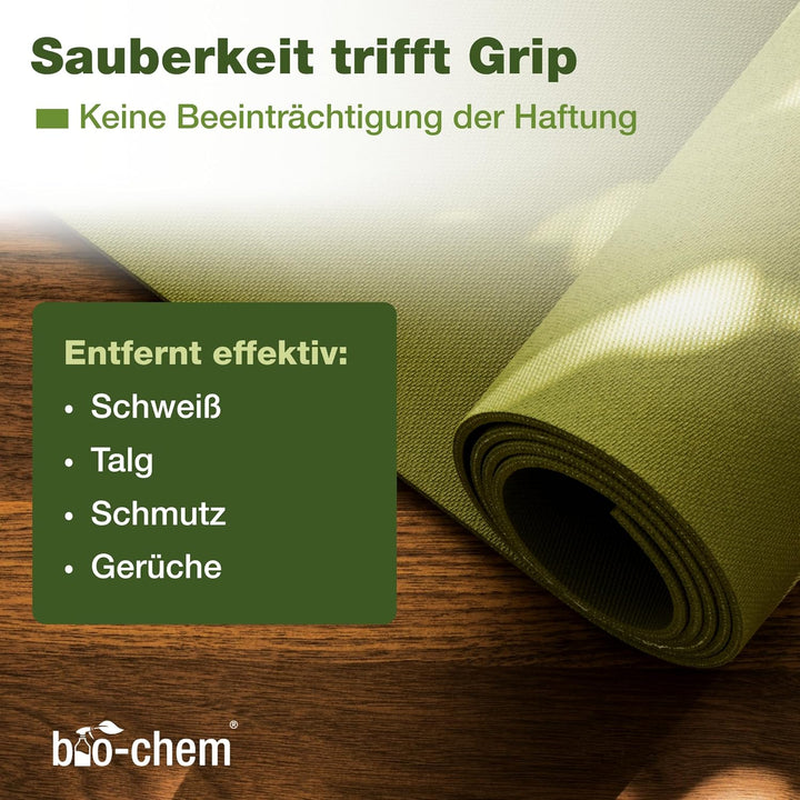 bio-chem Yogamatten-Reiniger - 4x 750 ml inkl. Mikrofasertuch - für Kunststoff- Kork und Textilmatte
