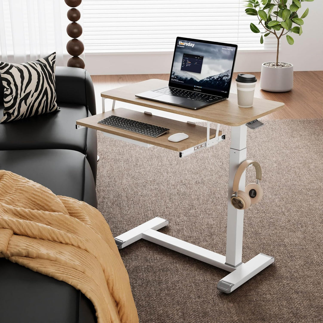 Fydeamer 68 × 50cm Mobile Standing Desk mit Tastaturablage, Höhenverstellbar Computertisch (72-109 c