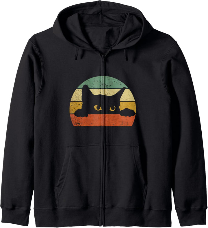 Vintage-Katze, Retro-Stil, 70er-Jahre-Stil, Motiv: niedliche Katze, Papa und Mutter Kapuzenjacke