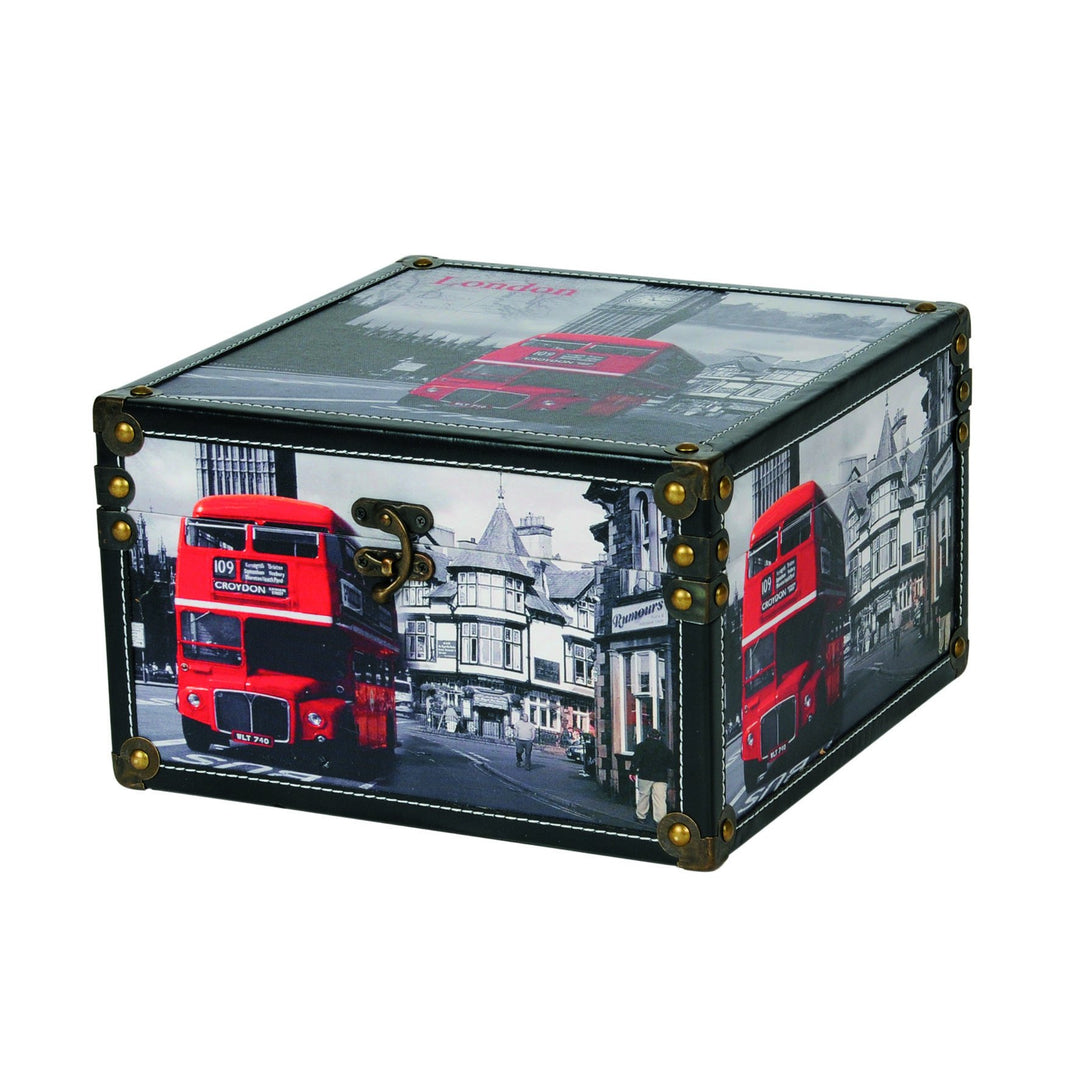 Kleiber Truhe London gross Aufbewahrungs Koffer, Box, Holz, schwarz, 30 x 30 x 18,5 cm