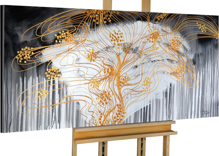 Monica Mirafiori I 100% HANDGEMALT I Gemälde Golden Moments 100x50cm | Gemälde Handgemalt | Acrylgem