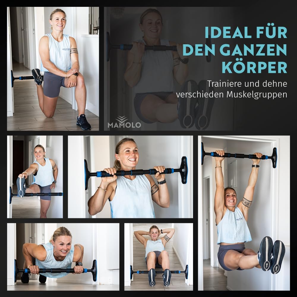 MAMOLO - Klimmzugstange für Türrahmen 65-100 cm | Ohne Bohren | Hohe Stabilität | Modernes Design –