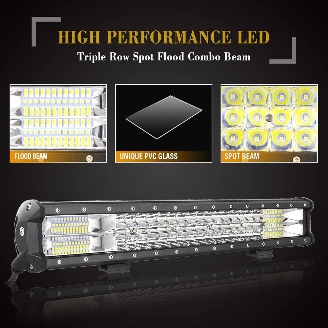 SKYWORLD LED-Lichtleiste, 7D 20 Zoll 288W Spot-Flood-Kombistrahl-Arbeitsscheinwerfer mit schwarzer K