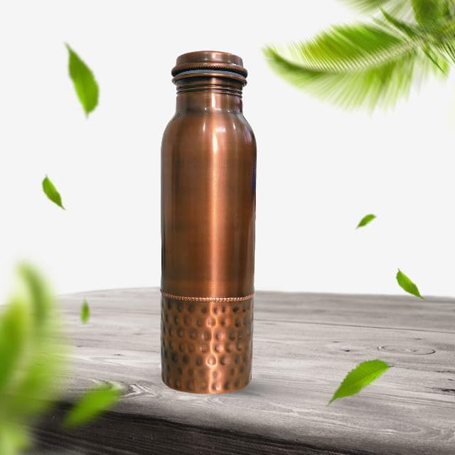 ayurvedische Kupfer-Wasserflasche, auslaufsicheres naturreines Kupfergefäss 900ml/30oz design 4 900