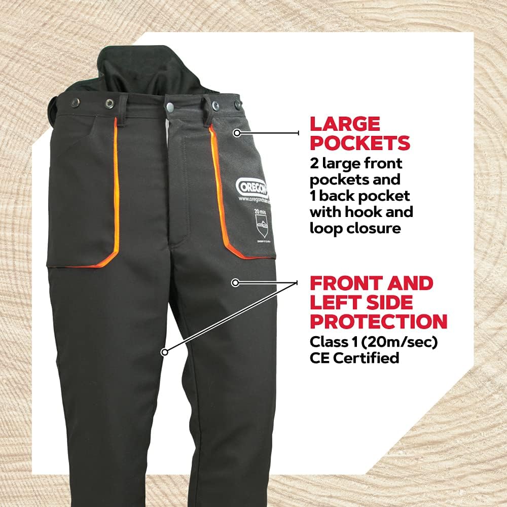 Oregon Yukon Kettensägen-Schnittschutzhose, Typ A Klasse 1, Grösse M (EU 46-48) (295435/M), Schwarz
