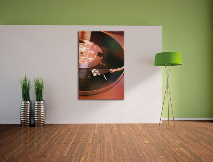 Pixxprint Schallplatte, Format: 100x70 auf Leinwand, XXL riesige Bilder fertig gerahmt mit Keilrahme