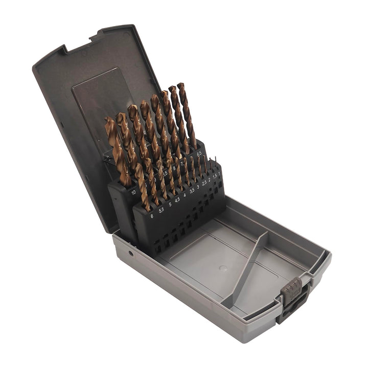 Präzisionsbohrer Spiralbohrer-Set | 19 Stück | HSS-E M35 Cobalt Metallbohrer Set | 1–10mm 0,5mm Schr