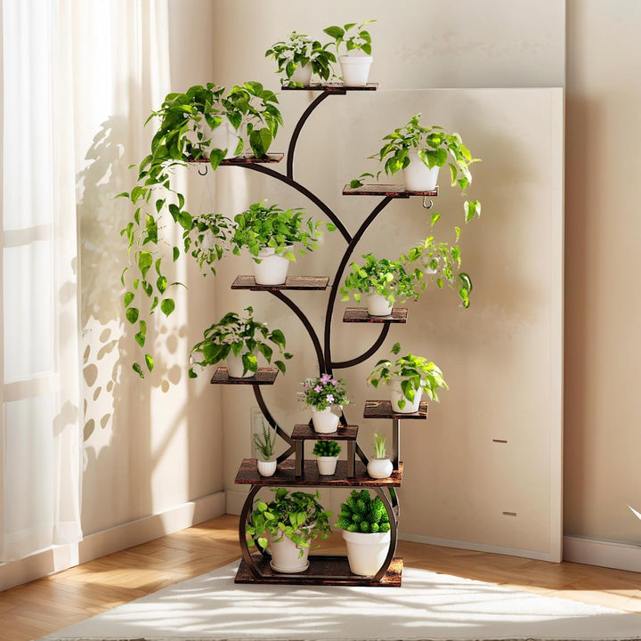 Bonnlo Blumenständer Pflanzenständer mit Licht, 10-stöckiges Pflanzenregal für Innenbereich, Pflanze