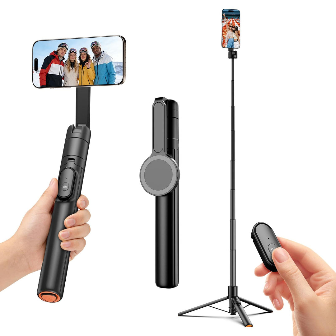Moman Handy Stativ, Automatisch Aufstellbares Doppelseitiges Magnetisches Selfie Stick mit Fernbedie