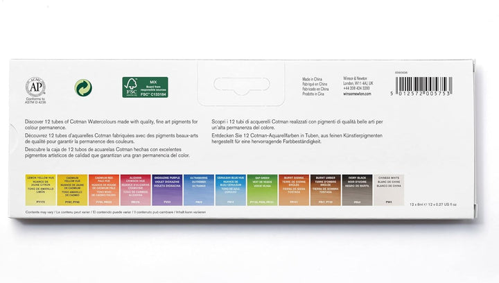 Winsor & Newton 0390636 Cotman Aquarellfarben Set, lebendige Wasserfarben mit hoher Lichtechtheit, g