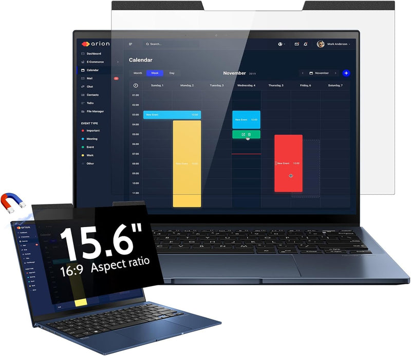 Magnetischer Laptop Sichtschutz für 15.6 Zoll Seitenverhältnis 16:9 Computer Bildschirm, 15" Abnehmb