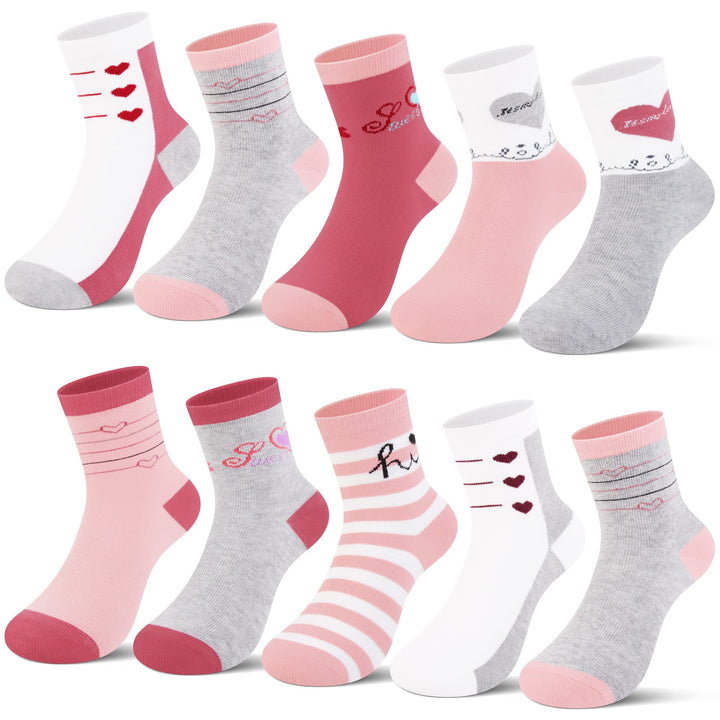 L&K-II 10er Kindersocken Mädchen Sneakersocken Baumwolle Mehrfarbig bunt Frühling Herbst 2823 27-30