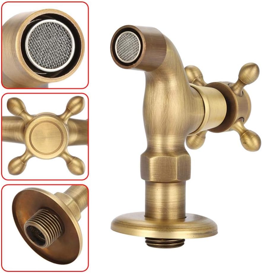 G1 / 2 Wandmontage Vintage Massivem Messing Wasserhahn Wasserhahn für Spülbecken Mopp(Short) Silber