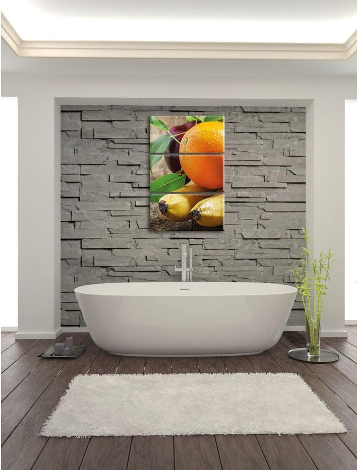 Pixxprint Leckeres Obst 3-Teiler Leinwandbild 120x80 Bild auf Leinwand