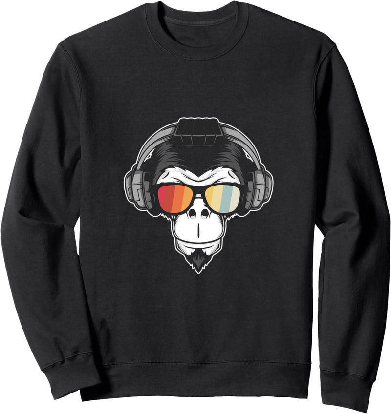 Affe DJ mit Kopfhörer und Sonnenbrille Geschenk Party Sweatshirt