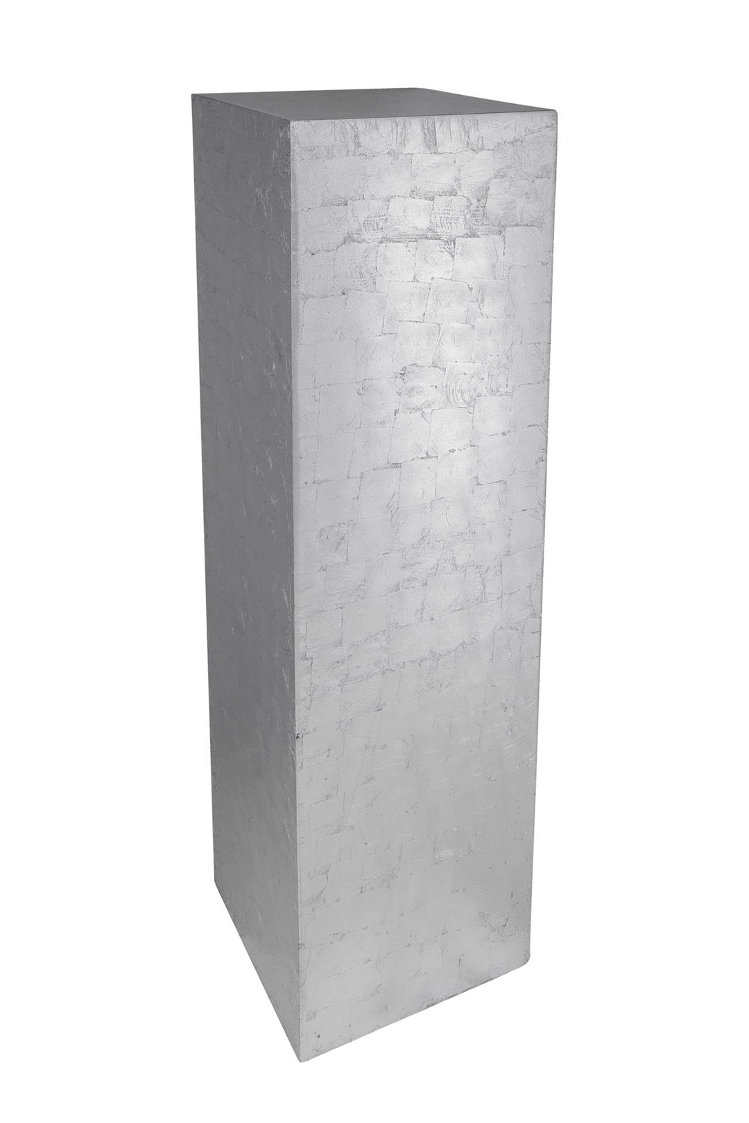 Vivanno Podest Deko-Säule Stele Blumenständer Fiberglas Silber Hochglanz 30x30x100 30x30x100 cm Silb