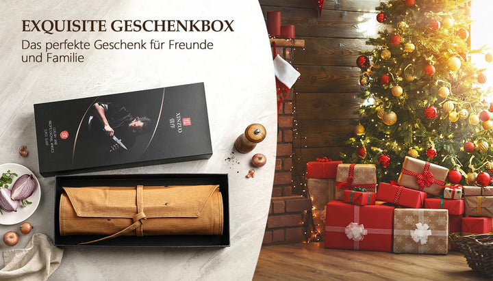 XINZUO Messertasche 78,5cmx41,5cm, Profi Koch Rolltasche, Universal Etui für Koch 8 Slots, 16oz verd