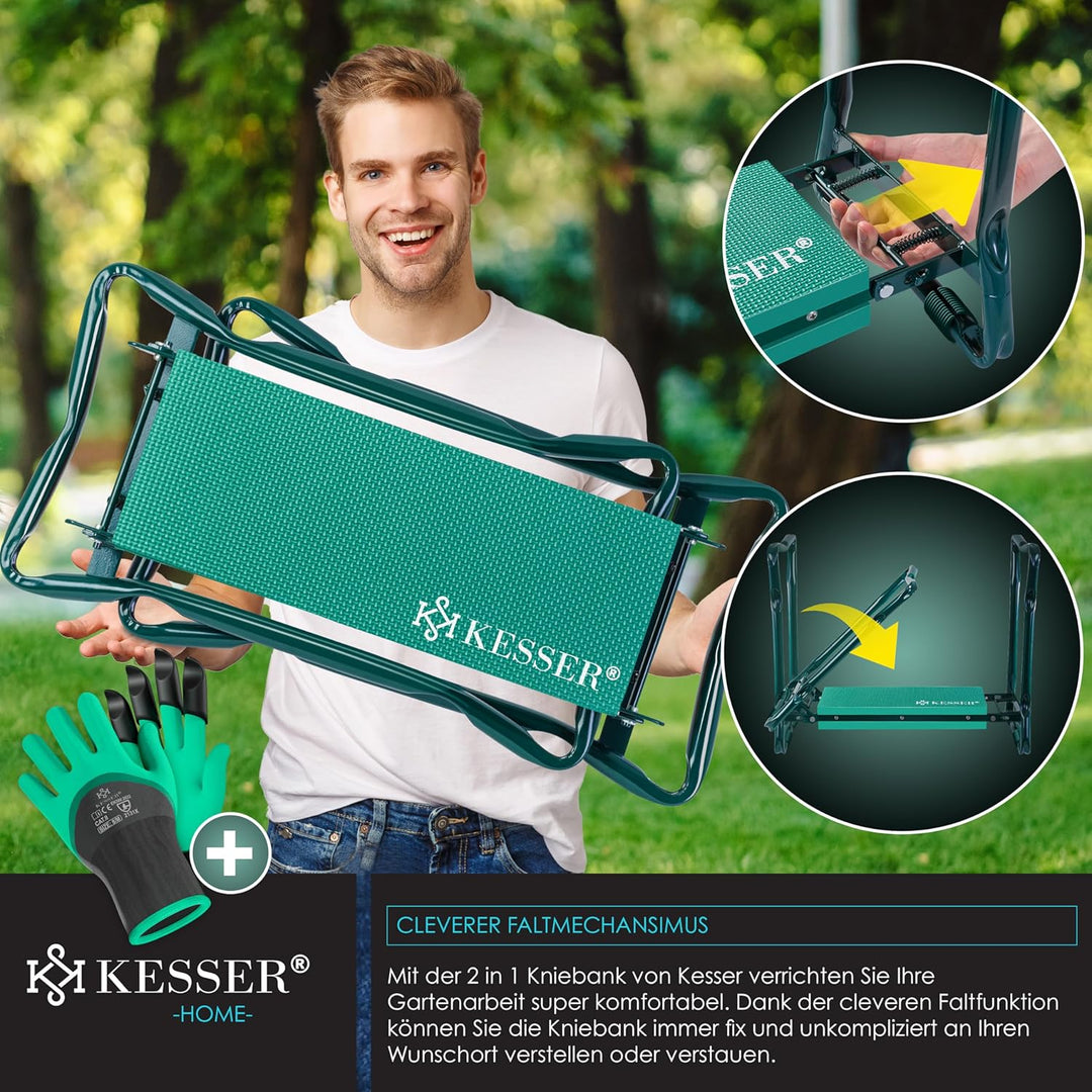 KESSER® 2 in 1 XXL Kniebank für Gartenarbeit Gepolstert Sitzunterlage Eva-Schaumkissen Gartenhocker