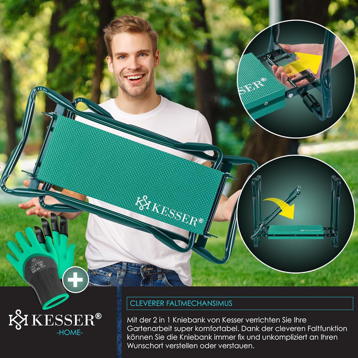 KESSER® 2 in 1 XXL Kniebank für Gartenarbeit Gepolstert Sitzunterlage Eva-Schaumkissen Gartenhocker