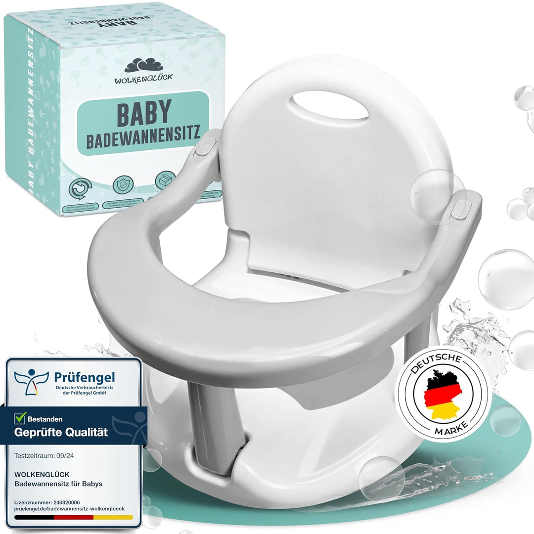 Badewannensitz Baby ab 6 Monate - ergonomischer Anti-Rutsch-Badesitz mit starken Saugnäpfen für Dusc
